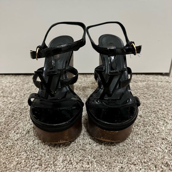 Louis Vuitton Black and Dark Brown Wedges Size EU 37 - Picture 1 of 8